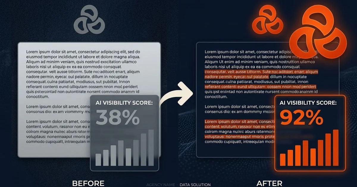 AI content optimisation process showing measurable improvements in search visibility scores