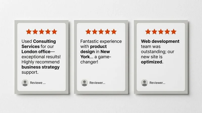 Example of high quality Google reviews that boost AI visibility showing specific service and location mentions