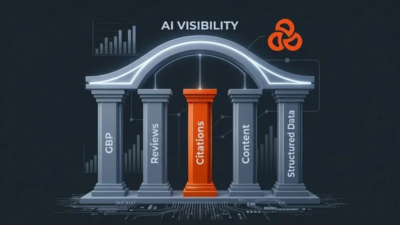 Infographic showing the five pillars of AI SEO for beginners with actionable steps for each pillar