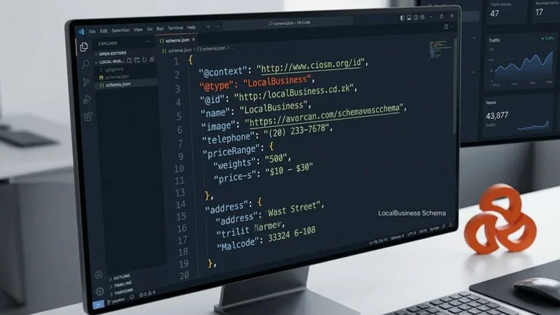 Code example showing LocalBusiness schema markup implementation for a local business website