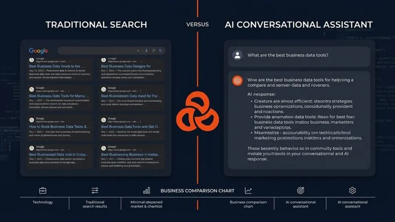 Visual comparison of traditional SEO rankings versus AI platform recommendations showing how users discover businesses differently